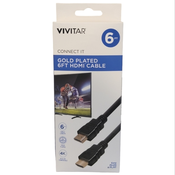 6ft Gold Plated 4K Compatible HDMI Cable Cord - Picture 3 of 6